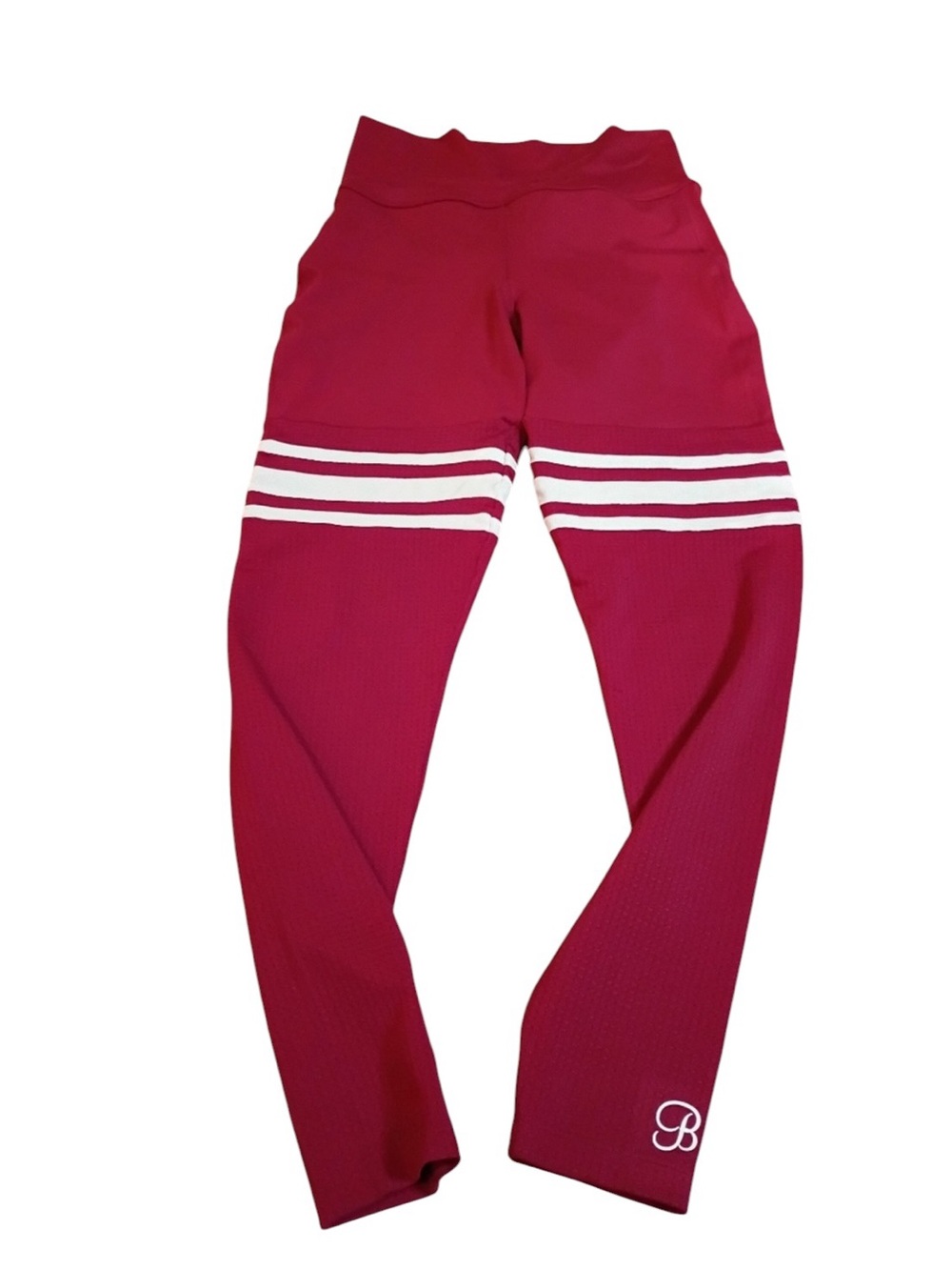 Bombshell Sportswear Leggings size Medium Red White Stripe - Picture 5 of 7